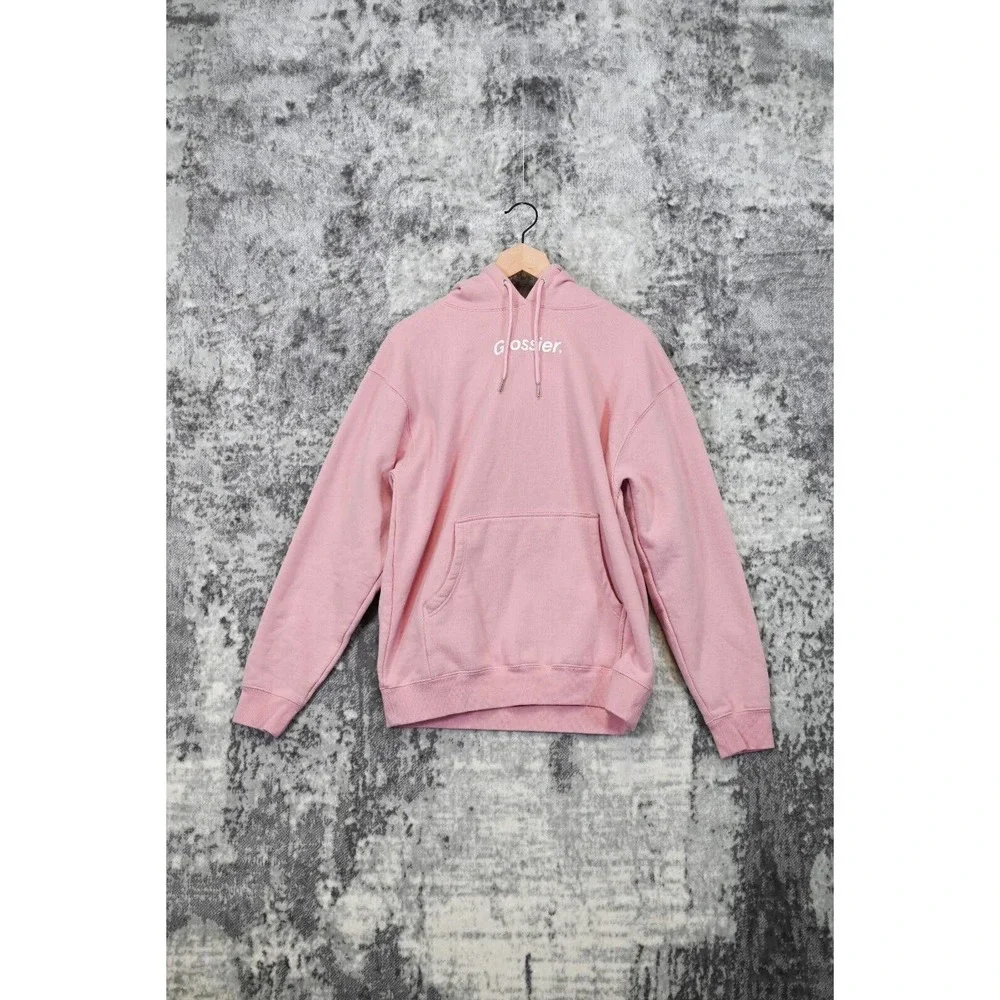 Glossier Pink Hooded Long Sleeve Pullover Sweatshirt